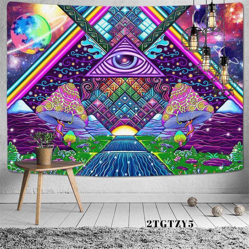 Lofaris Mushroom Galaxy Trippy Novelty Abstract Wall Tapestry