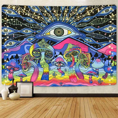 Lofaris Mushroom Trippy Novelty Cartoon Abstract Wall Tapestry