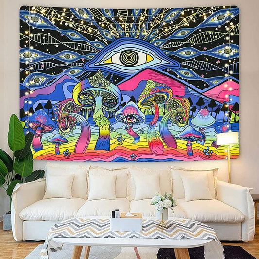 Lofaris Mushroom Trippy Novelty Cartoon Abstract Wall Tapestry