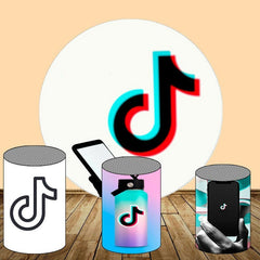 Lofaris Music Pattern And Phone Round Birthday Decoration Backdorp Kit