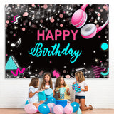 Load image into Gallery viewer, Lofaris Musical And Glitter Abstract Happy Birthday Backdrop