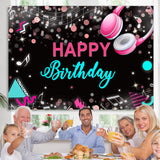 Load image into Gallery viewer, Lofaris Musical And Glitter Abstract Happy Birthday Backdrop