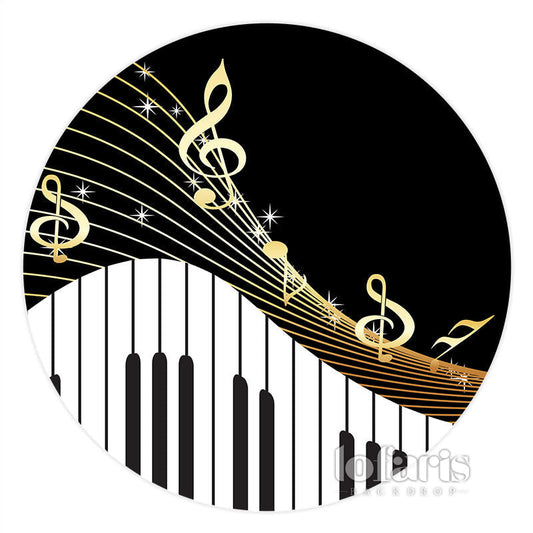 Lofaris Musical Notes Piano Theme Happy Birthday Round Backdrop