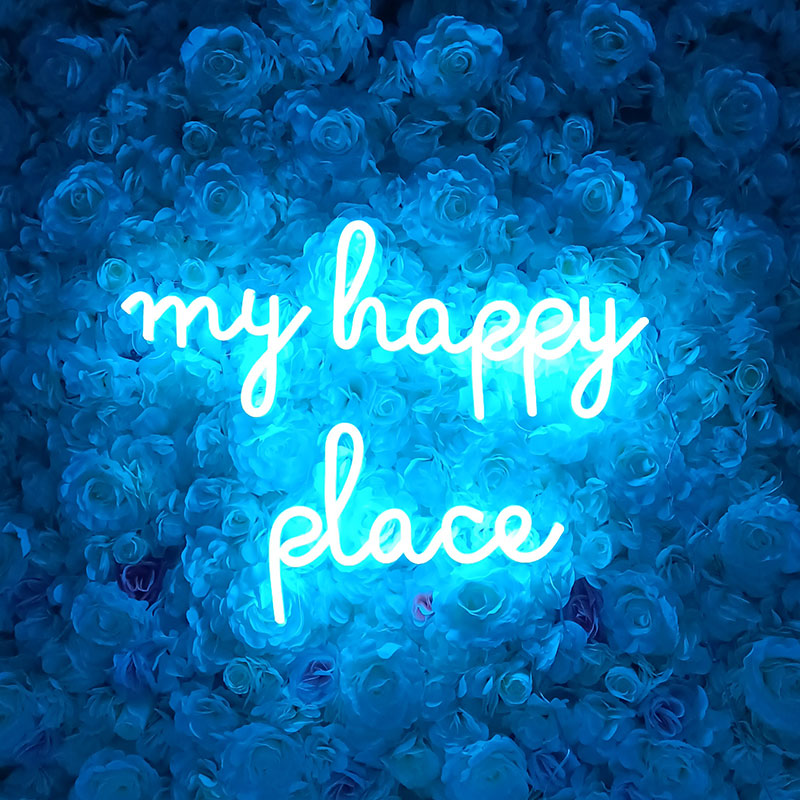 Lofaris My Happy Place Blue LED Neon Sign For Party Deco Baby Room