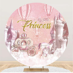 Lofaris My Little Princess Glitter Pink Castle Circle Backdrop