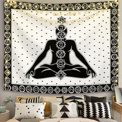 Lofaris Mysterious Black And White Divination Wall Tapestry