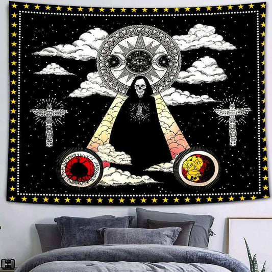 Lofaris Mysterious Black And White Moon Divination Wall Tapestry