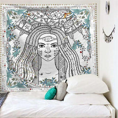 Lofaris Mysterious Girl Floral Abstract Divination Wall Tapestry