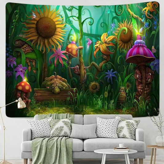 Lofaris Mysterious Magic Color Trippy Floral Wall Tapestry