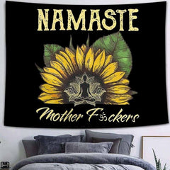 Lofaris Mysterious Namaste Yellow Floral Novelty Wall Tapestry