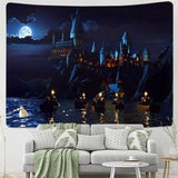 Load image into Gallery viewer, Lofaris Mysterious Night Moon Architecture Lake Wall Tapestry