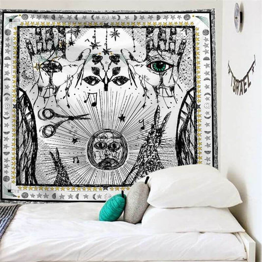 Lofaris Mysterious Pattern Black And White Abstract Wall Tapestry