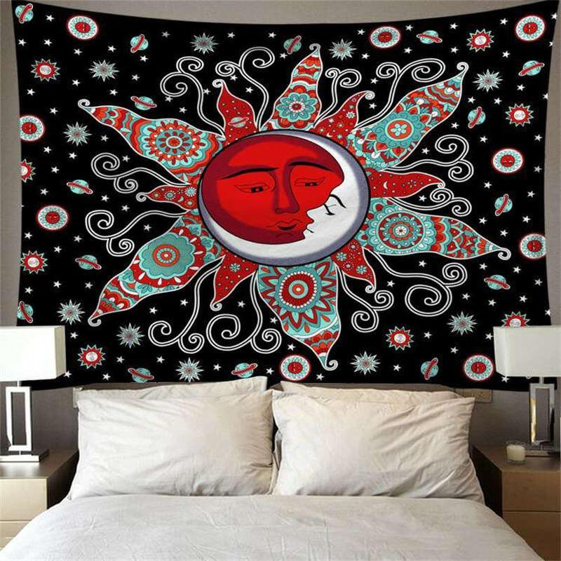 Lofaris Mysterious Sun And Moon Bohemian Abstract Wall Tapestry
