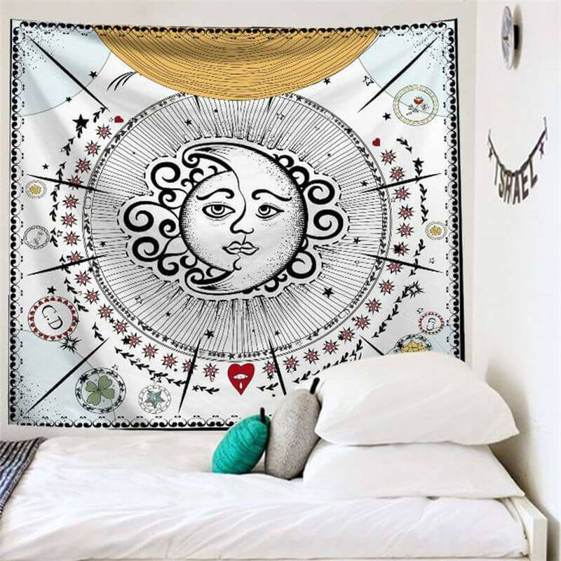 Lofaris Mysterious Sun Moon Divination Novelty Wall Tapestry