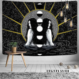 Load image into Gallery viewer, Lofaris Mystery Girl Black And White Moon Galaxy Wall Tapestry