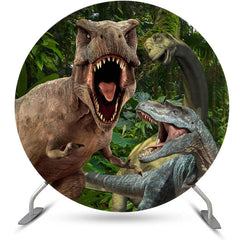 Lofaris Nature Dinosaur World Round Boys Birthday Backdrop Kit