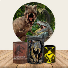 Lofaris Nature Dinosaur World Round Boys Birthday Backdrop Kit