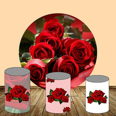 Lofaris Nature Red Roses Round Wedding Decoration Backdrop Kit