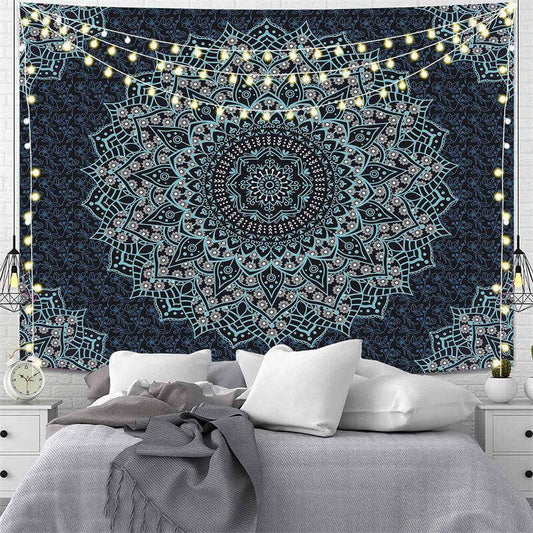 Lofaris Navy Abstract Floral Mandala Divination Wall Tapestry
