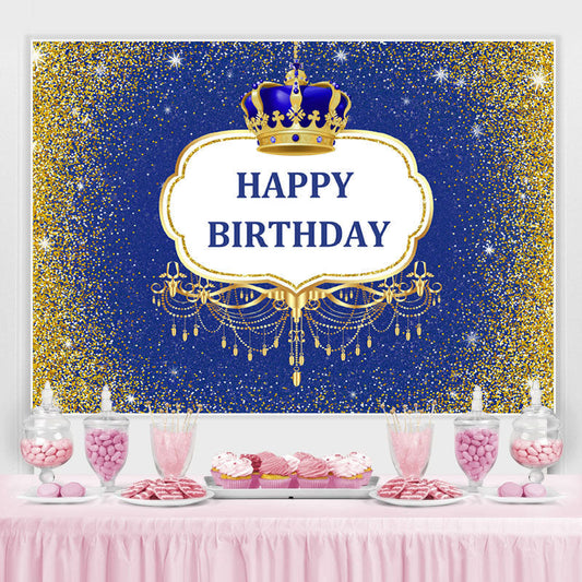 Lofaris Navy Blue and Golden Bokeh Glitter Birthday Backdrop