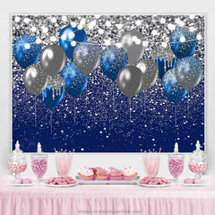 Lofaris Navy Blue And Silver Balloon Light Birthday Backdorp