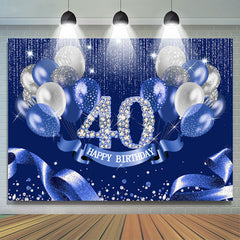 Lofaris Navy Blue Balloon Ribbion Happy 40Th Birthday Backdrop
