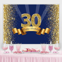 Lofaris Navy Blue Gold Bokeh Happy 30th Birthday Backdrop