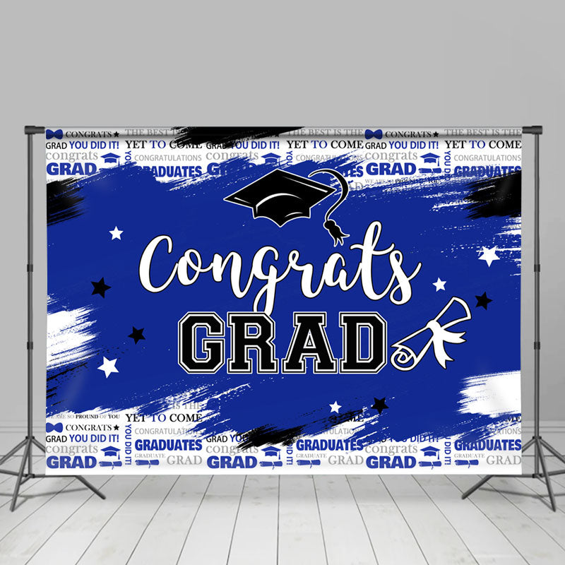 Lofaris Navy Blue Graffiti Congrats Graduation Backdrop