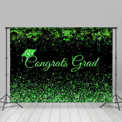 Lofaris Neon Green Glitter Black Congrats Grad Backdrop