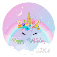 Lofaris Nighty Rainbow Unicorn Circle Birthday Backdrop