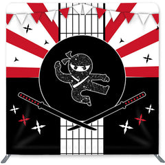 Lofaris Ninja Warrior And Flag Double-Sided Backdrop for Birthday