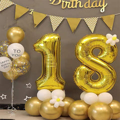 Lofaris Number 18 Balloons Gold 40 Inch Birthday Anniversary Events Decorations