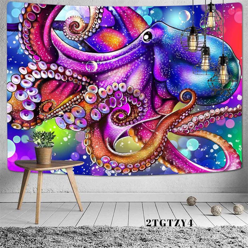 Lofaris Octopus Bokeh Trippy Novelty Cartoon Wall Tapestry