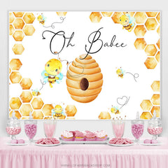 Lofaris Oh Babee Yellow And White Backdrop For Baby Shower