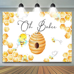 Lofaris Oh Babee Yellow And White Backdrop For Baby Shower
