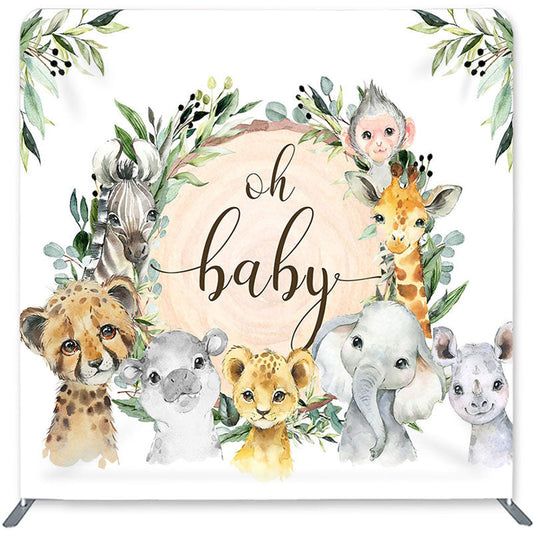 Lofaris Oh Baby Animals Wood Double-Sided Backdrop for Shower