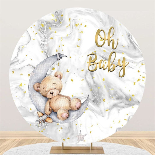 Lofaris Oh Baby Bear And Moon Circle Backdrop For Shower
