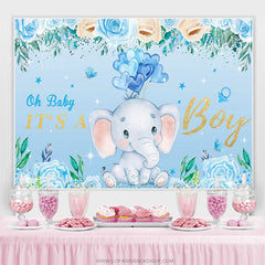 Lofaris Oh Baby Boy Elephant Blue Gender Reveal Party Backdrop