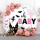 Load image into Gallery viewer, Lofaris Oh Baby Cobweb Castle Bat Shower Round Backdrop