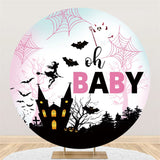 Load image into Gallery viewer, Lofaris Oh Baby Cobweb Castle Bat Shower Round Backdrop