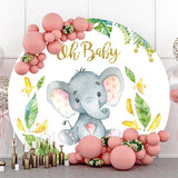 Load image into Gallery viewer, Lofaris Oh Baby Elephant And Banana Round Shower Backdrop