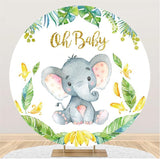 Load image into Gallery viewer, Lofaris Oh Baby Elephant And Banana Round Shower Backdrop