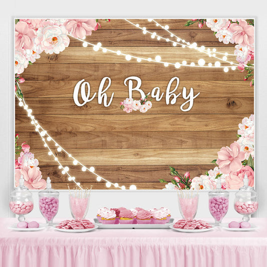 Lofaris Oh Baby Flower Wooden Shower Backdrop For Girl