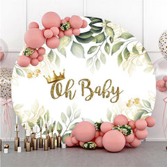 Lofaris Oh Baby Glitter And Leaves Round Shower Backdrop
