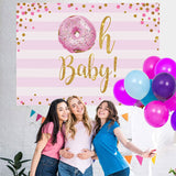 Load image into Gallery viewer, Lofaris Oh Baby Glitter Pink Donut Girls Shower Backdrop