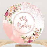 Load image into Gallery viewer, Lofaris Oh Baby Glitter Pink Flower Shower Circle Backdrop