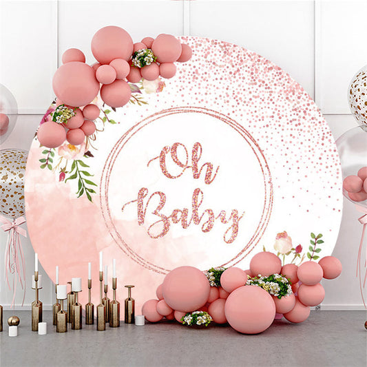 Lofaris Oh Baby Glitter Pink Flower Shower Circle Backdrop