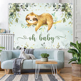 Load image into Gallery viewer, Lofaris Oh Baby Green Plants and Sloths Shower Backdrop