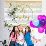 Load image into Gallery viewer, Lofaris Oh Baby Greenery Gold Glitter Backdrop for Shower