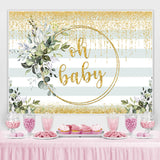 Load image into Gallery viewer, Lofaris Oh Baby Greenery Gold Glitter Backdrop for Shower